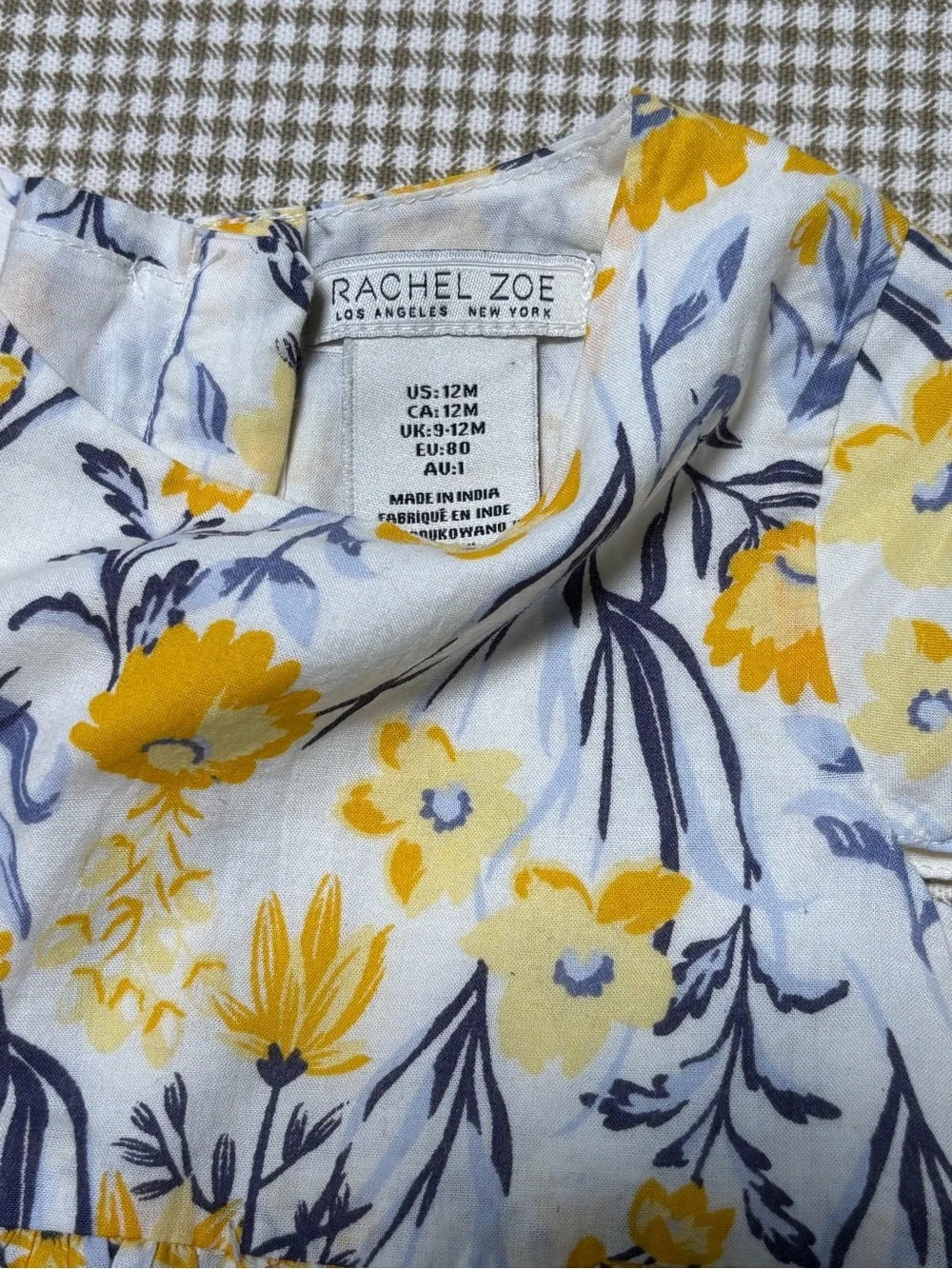 Rachel Zoe Yellow and White Floral Ruffle Jumpsuit Size 12 Months